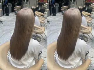 ロング カラー ゆらんちょ/ブリーチ 無w/縮毛矯正/暖色のヘアスタイル