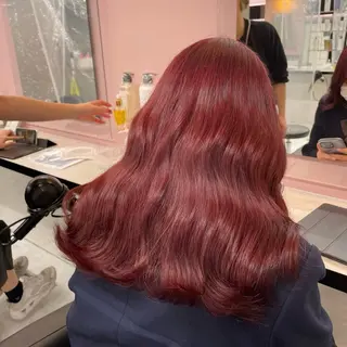 ロング カラー メンズ 💗愛され暖色💗 ピンク/レッド💗のヘアスタイル