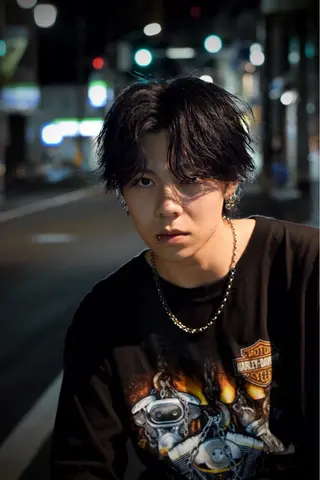 ショート メンズ ウルフカット🐺 センターパート🌈のヘアスタイル