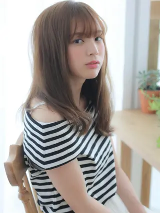 セミロング ロング カラー パーマ VIVIE【ヴィヴィ】所属・髪質改善/韓国風 レイヤー/田村祐樹のヘアスタイル