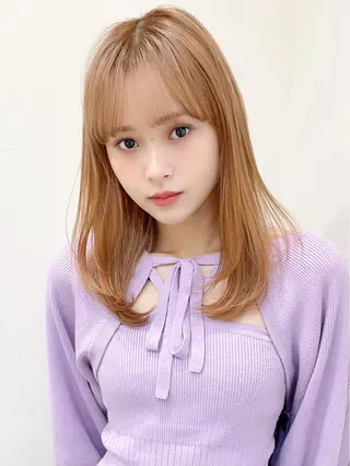 セミロング カラー ブリーチ無し透明感 カラー🎀rencaのヘアスタイル