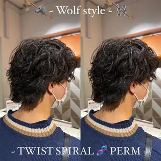 ミディアム カラー パーマ メンズ 艶髪カラー/透明感 美髪/白髪/ﾑﾅｶﾀのヘアスタイル