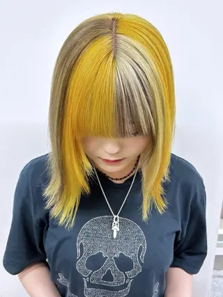 ミディアム カラー MARQUEE所属・Ayame / ハイトーンカラーのヘアスタイル