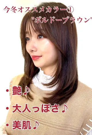 セミロング カラー パーマ 似合わせ✨透明感🫧 佐藤優斗のヘアスタイル