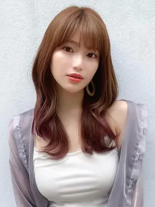 セミロング カラー 顔周り/くびれヘア 韓国ヘア💕風間るなのヘアスタイル