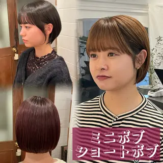 ショート カラー ボブ/縮毛矯正/レイ ヤー♡Natsukiのヘアスタイル