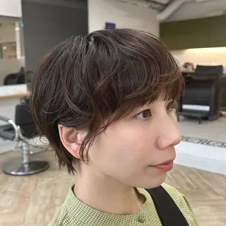 ショート パーマ 新潟/万代/レイヤー 韓国風/明間未来のヘアスタイル
