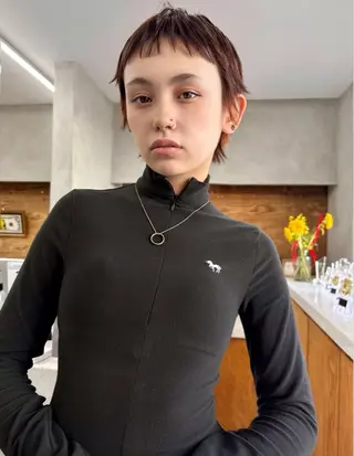 ショート カラー パーマ /レイヤー 榛地渉馬 /矢場町のヘアスタイル