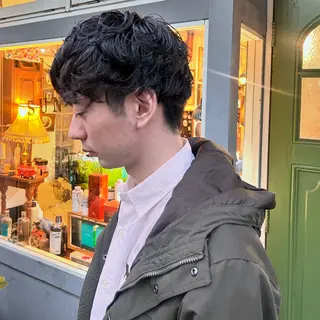 ショート パーマ メンズ 清水千優/パーマ/透 明感カラー/メンズのヘアスタイル