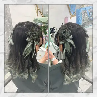 セミロング ヘアアレンジ ヘアセット/着付け 𓇼 松本 夏美𓇼のヘアスタイル