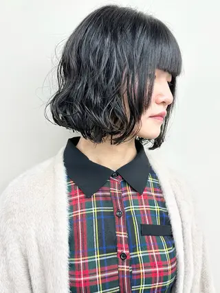 ミディアム パーマ 小顔ボブ/お悩み解決 /ボブパーマ/とういのヘアスタイル