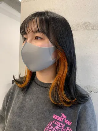 ミディアム カラー 透明感/オリーブ/ グレージュ/YUKAのヘアスタイル