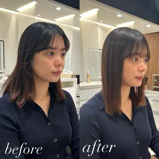 ミディアム カラー パーマ 美髪矯正/ 伊藤 更のヘアスタイル