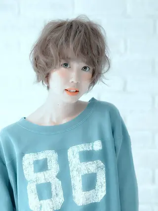 ショート カラー パーマ 廣島 隆弘のヘアスタイル