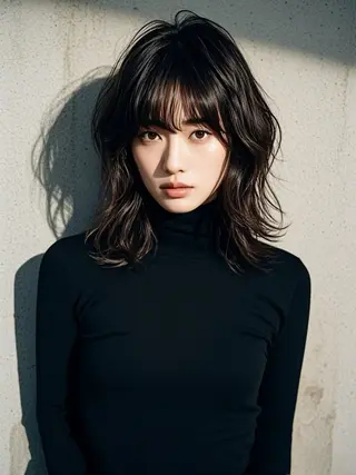 ミディアム ウルフカット 811 大阪梅田 ウルフのヘアスタイル