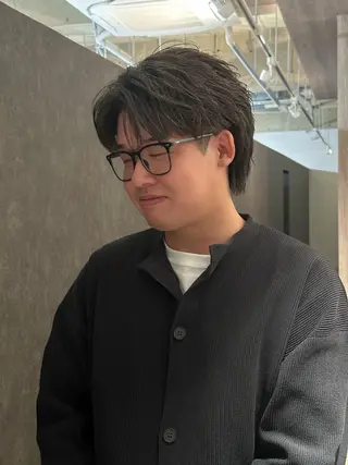 ミディアム パーマ メンズ 金山駅前/メンズ パーマ/真柄 恒輝のヘアスタイル