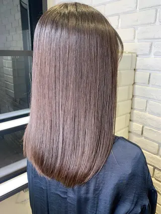 ミディアム カラー パーマ ヘアアレンジ 髪質改善/縮毛矯正 艶カラー/珠聡のヘアスタイル