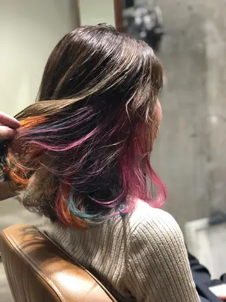 ミディアム カラー パーマ ヘアアレンジ メンズ キッズ ネイル マツエク・マツパ サロンドミルク 原宿のヘアスタイル