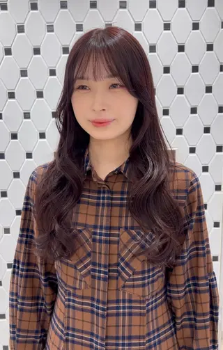 ロング カラー ヘアアレンジ コテ巻き風パーマ 銀座RINOSEのヘアスタイル