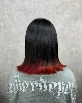 セミロング 🍎暖色カラーで大人 可愛く🍒齋藤すみれのヘアスタイル