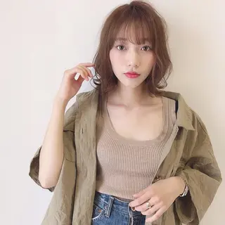 ミディアム 店長/mao/ 前髪/顔周りカットのヘアスタイル