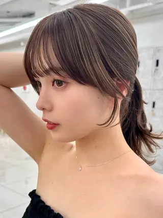 セミロング レイヤー/韓国/ 顔周り/しんやのヘアスタイル