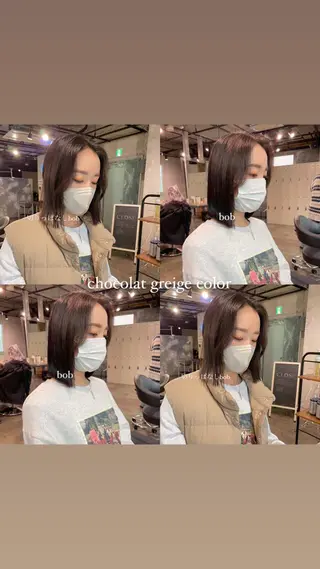 ミディアム カラー パーマ ヘアアレンジ メンズ キッズ ネイル マツエク・マツパ アイブロウ 透明感カラー・レイヤ ー🎀amika🎀のヘアスタイル