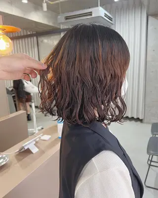 ミディアム パーマ ボブパーマコテ巻き風 パーマNo1深江秀平のヘアスタイル