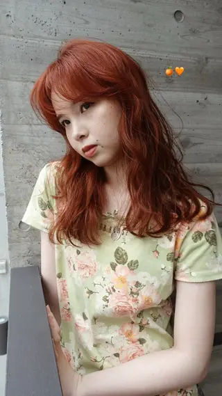 ミディアム カラー 暖色/パーマ 🌼クニトウメイのヘアスタイル