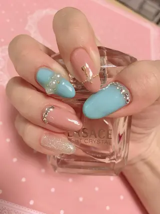 ネイル マジョリカ ブルーのネイルデザイン