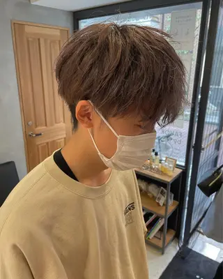 カラー メンズ 暖色カラー🍊 ボブ🌿顔周りcutのヘアスタイル