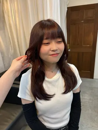 ロング カラー 顔周りカット ピンク カラー♡りりのヘアスタイル