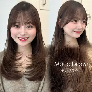 セミロング カラー 顔周りcut/ 艶ワンカラー♥ちさきのヘアスタイル