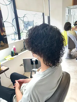 セミロング メンズパーマ/難波/ 心斎橋　室園亮佑のヘアスタイル
