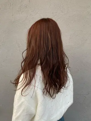 ロング カラー ブリーチなしWカラー /酸性ストレート河本のヘアスタイル