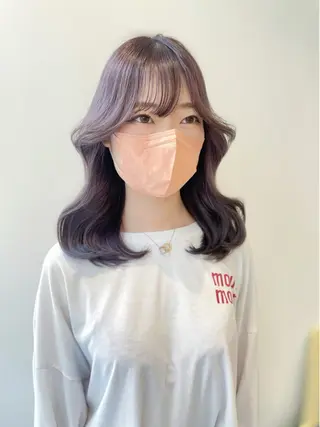 ミディアム カラー 韓国レイヤーカット/ ダブルカラーのヘアスタイル