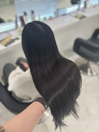 ロング カラー ブリーチなし透明感 ×縮毛矯正🤍ユウのヘアスタイル