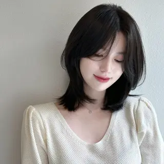 ミディアム カラー カット無料｜レイヤー カット｜韓国モテへアのヘアスタイル
