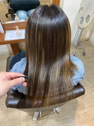 ミディアム パーマ 縮毛矯正とレイヤー カット/杉村凜汰郎のヘアスタイル