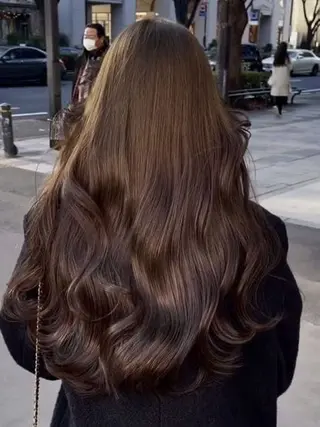 ロング カラー 山崎/ボブ縮毛矯正 レイヤー髪質改善のヘアスタイル