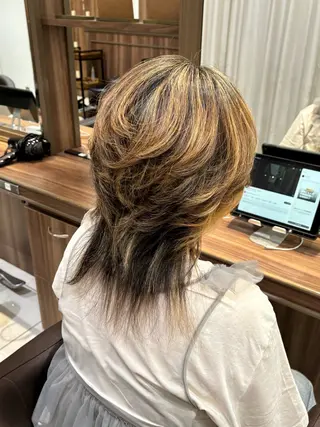 ミディアム カラー ツヤ髪縮毛矯正💫/ ハイトーン/あゆみのヘアスタイル