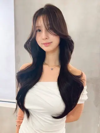 ロング 韓国レイヤー/顔周り /縮毛矯正/羽田航のヘアスタイル