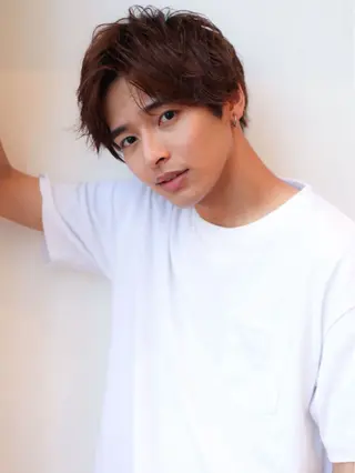 ショート カラー パーマ ヘアアレンジ メンズ VIVIE【ヴィヴィ】所属・髪質改善/韓国風 レイヤー/田村祐樹のヘアスタイル