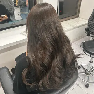 ロング カラー パーマ ヘアアレンジ メンズ キッズ ブリーチなしカラー/ ブラウン/レイヤーのヘアスタイル