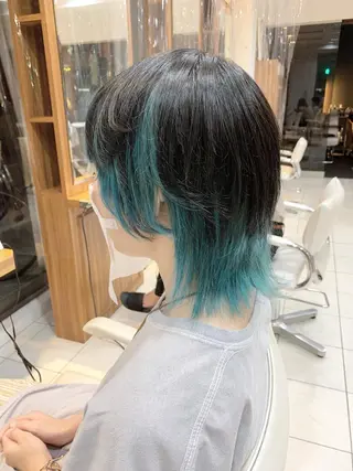 ミディアム カラー 白髪ぼかしハイライト 柳川拓哉のヘアスタイル