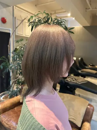 ミディアム カラー 髪質改善×ハイトーン レイヤー天神美容室のヘアスタイル