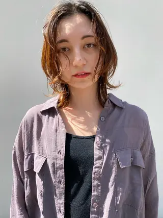 ミディアム 森貴裕/ベージュ/ パーマ/オリーブのヘアスタイル