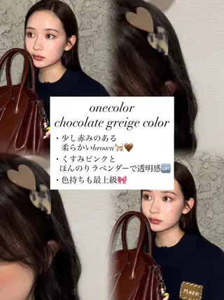 セミロング カラー 🤎韓国ヘア ベージュ まゆか🤎のヘアスタイル