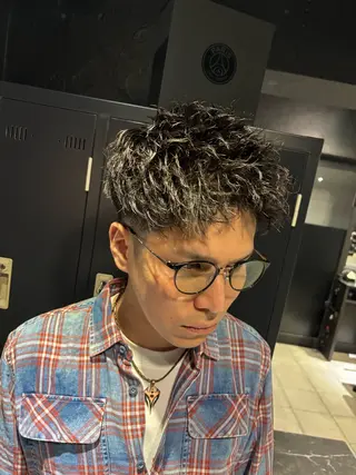 ショート メンズ メンズパーマ/難波/ 心斎橋　室園亮佑のヘアスタイル
