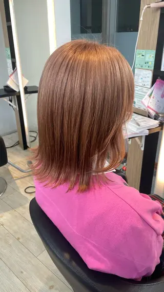 ショート カラー ブリーチ/髪質改善/ ハイトーン/暖色のヘアスタイル